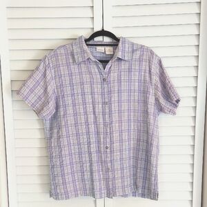 Cherokee Shirt, Size 18W, Buttondown, Collar, Short‎ Sleeves, Seersucker Cotton
